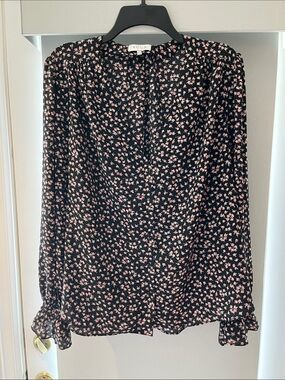 A.C.O.A. Black Blouse with Pink Floral Print